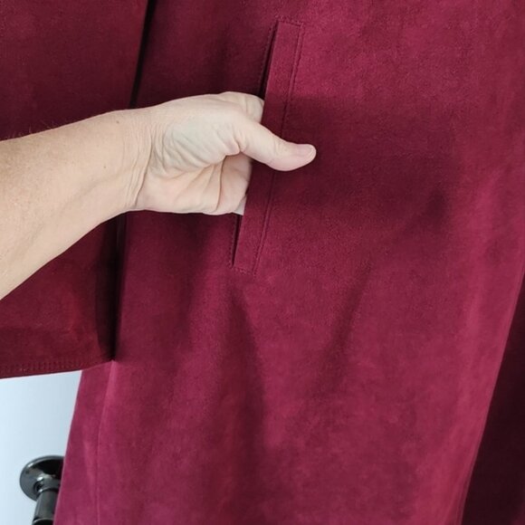 FAUX Suede Wine Colored  Duster Trench Coat XL - Picture 4 of 7